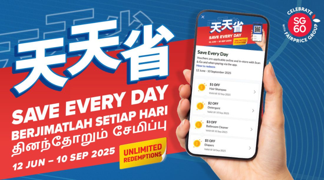 FairPrice Group’s Save Every Day Campaign returns with more than 100 SG60 edition vouchers from 12 June till 10 September